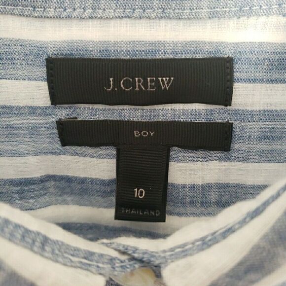J Crew Womens Shirt Size 10 Button Up Blouse Top Striped Long Sleeve Blue Cotton - Picture 2 of 11